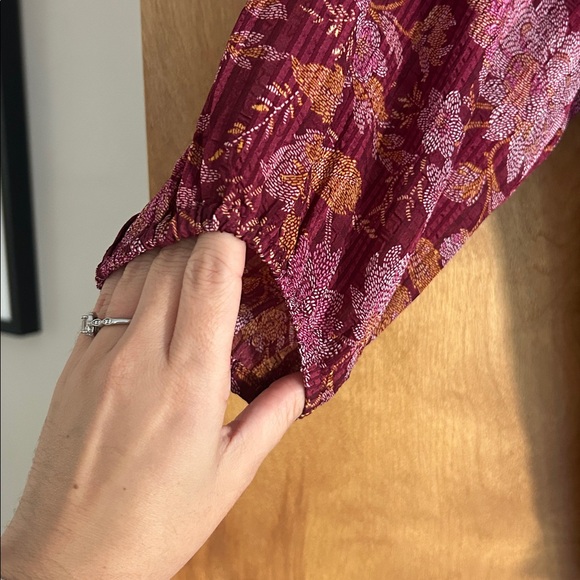 Loft Floral Tie Neck Blouse - Picture 7 of 8